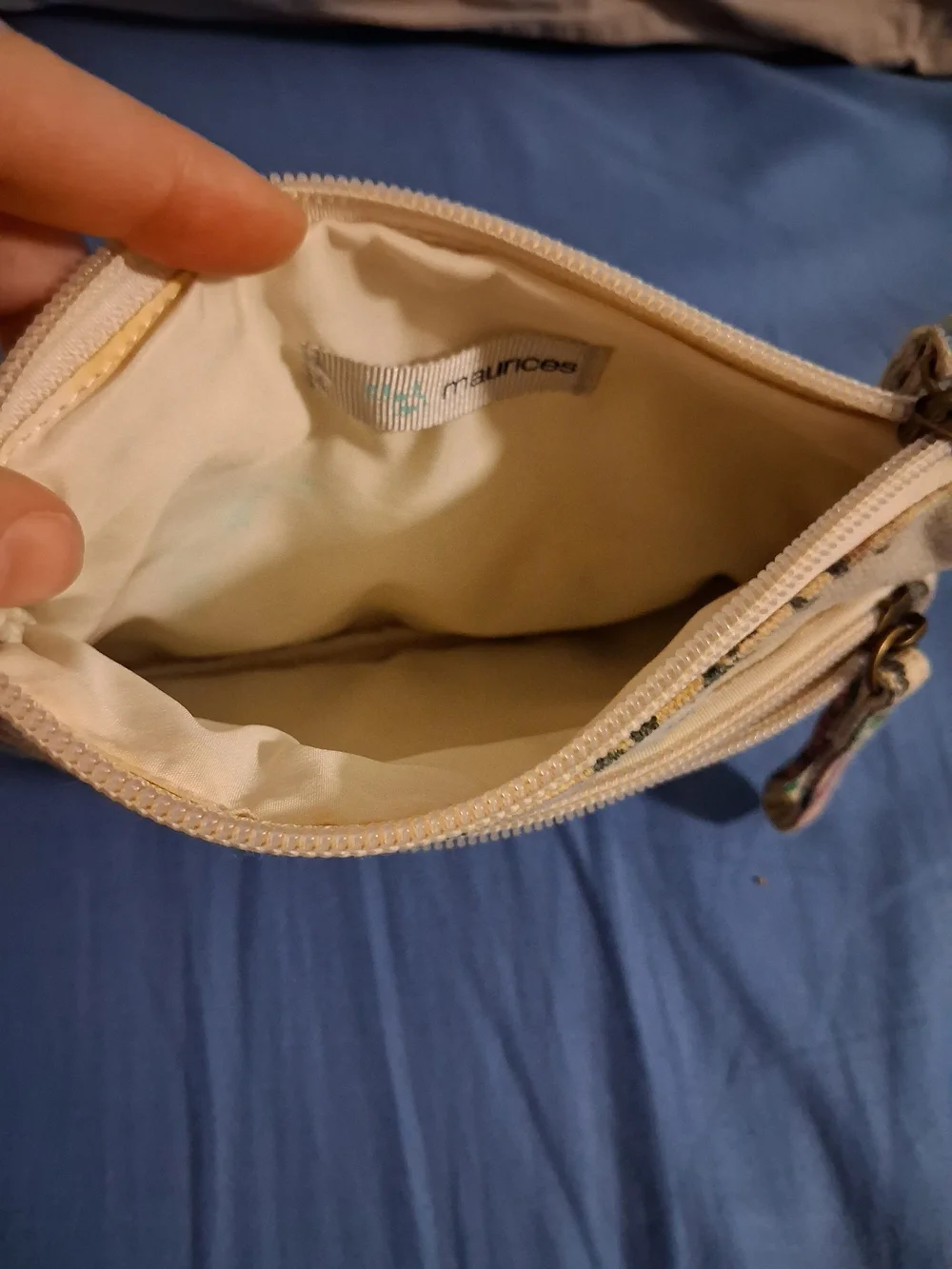 Maurices Floral Canvas Wristlet in Beige with Multicolor Flowers